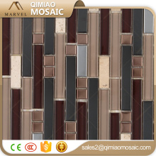 Random Strip Decor Stone Glass Mix Metal Tile Backsplash