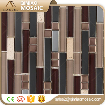 Random Strip Decor Stone Glass Mix Metal Tile Backsplash