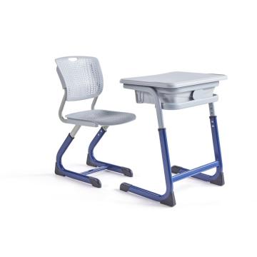 Adjustable single school students study desks and chairs