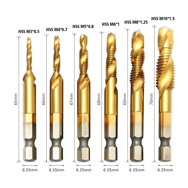 Titanium HSS Combination Drill and Taps Set