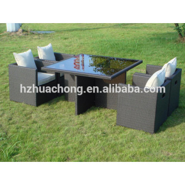 HC-J008 aluminum rattan bar set with sofa chair and glass table