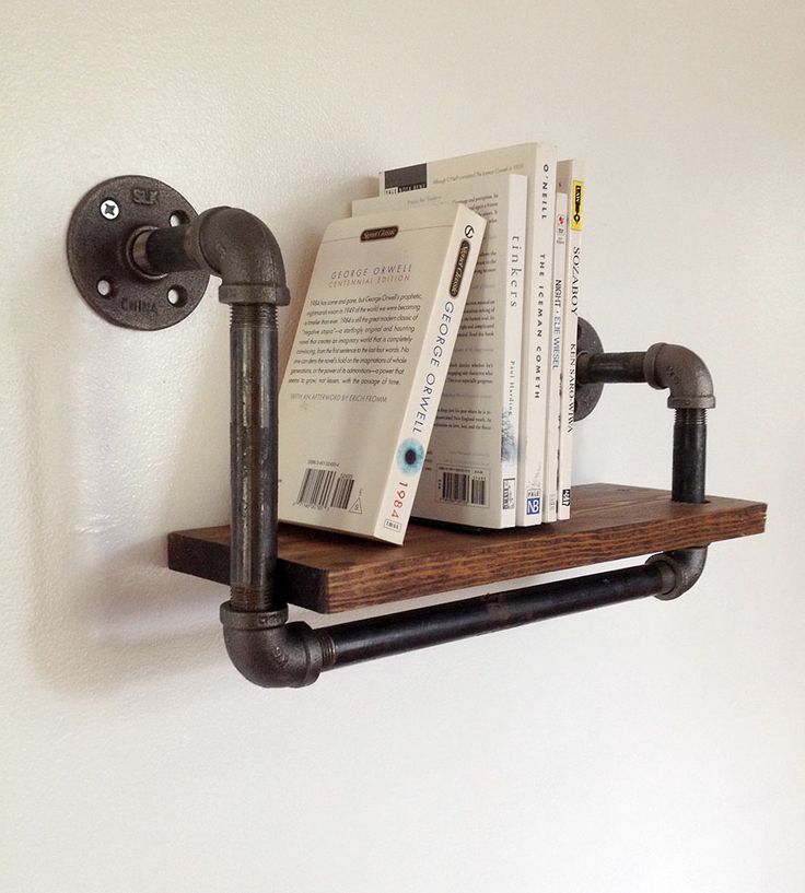 bookcase with pipes