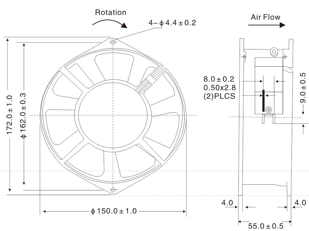 17255 Wechselstrom-Axiallüfter 17255 AC axial fan