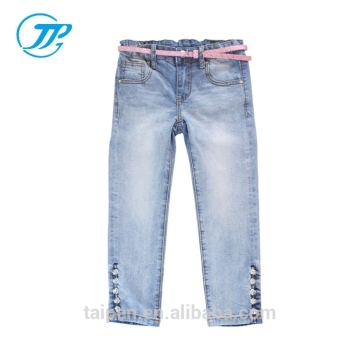 OEM 100% Cotton Kids Girls Jeans Navy Blue Casual Jeans Pants Summer Collection