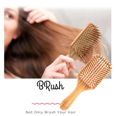 Eco-Friendly Bamboo Paddle Hair Brush for Fast Blow Drying