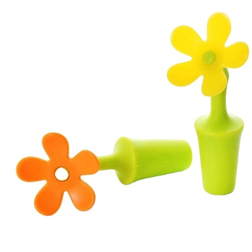 Custom Flower Design Silicone Wine Bottle Stopper