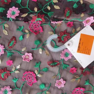 mesh multi-color emb plus sequin emb fabric