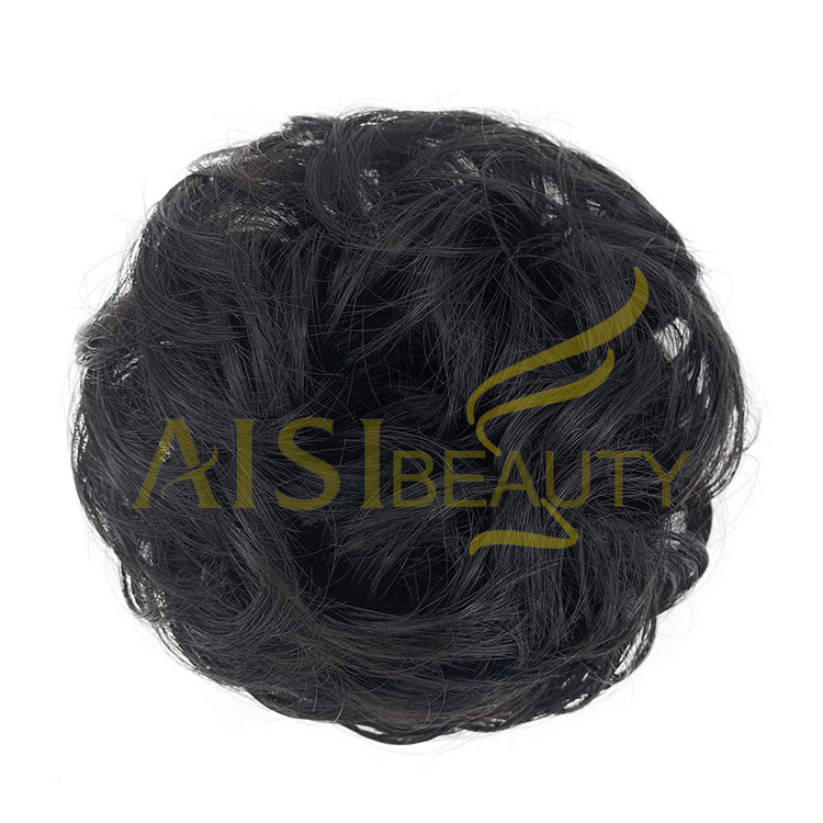 Aisi Beauty Top Quality Wholesale Multi Color Synthetic Curly Messy Donut Chignon Bun Elastic Rope Rubber Band Hair Extension