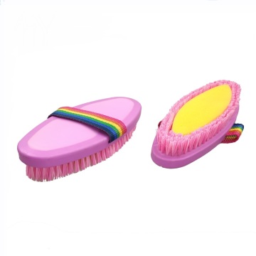 Equine Grooming Brush With Rainbow Strap Soft Sponge