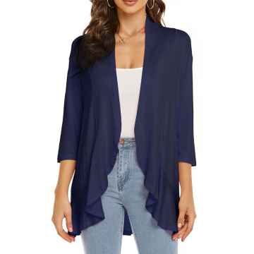 Women's Sleeve Draped Ruffles Front Cardigan