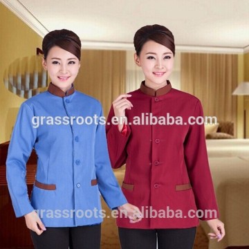 Cheap new modern hotel uniforms/ popular design 100% cotton hotel ladys uniform hotel design uniform