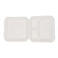 Disposable Biodegradable Sugarcane Bagasse Tableware Clamshell Boxes with 3-Compartment