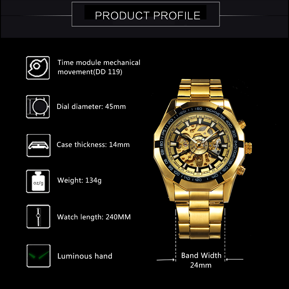 FORSINING 340 Customizable men mechanical wristwatch analog fashion steel forsining automatic mechanical watch