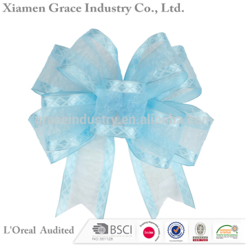 New Style Wholesale Blue Artificial Chrismas Wired Ribbon Flower for gift packing