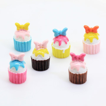 100 unids / bolsa colorido cupcake postre cabujón de resina en forma de artesanía hecha a mano cuentas decorativas abalorios de limo