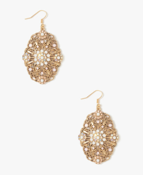 Princess flower gold drop earring with fine pearl