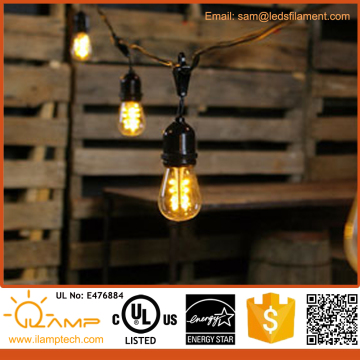 ilamptech Outdoor Waterproof Commercial Grade LED String Light with Hanging Sockets