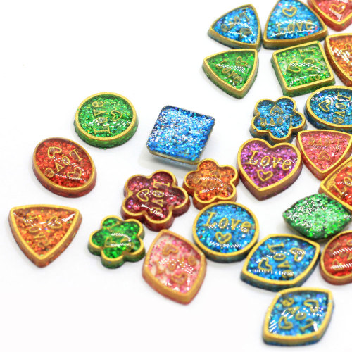 Resin Mini Cartoon Love Confetti Flatback Cabochon For Phone Decoration DIY Scrapbooking Craft Hair Bows Accessories