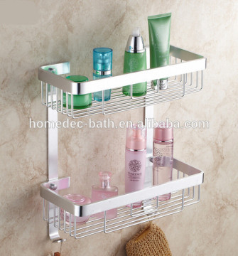 Dual deck aluminum oxidation wall mounted corner storage shelf