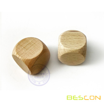 30mm 6 Sides Blank Wooden Dice in Beech Wood