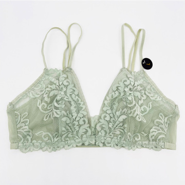 Conjunto de bralette de renda com fecho frontal sem fio