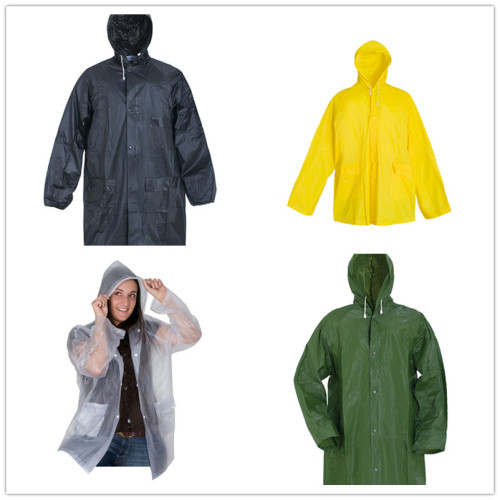 Vattentät PVC Rain Coat Hooded Rain Jacket