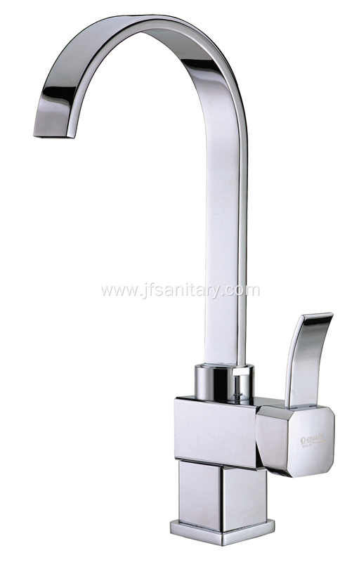 Modern Square Kitchen Sink Brass Faucet With Swivel