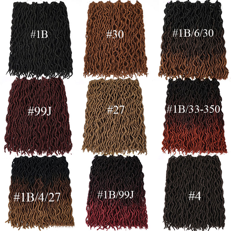 Wholesale Private Label  20inches Ombre Faux Wave Gypsy Goddess Locs Synthetic Crochet Hair Bulk for Women