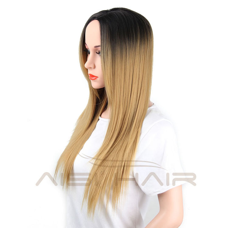 Long Straight Ombre Blonde Hair Synthetic Wigs For Black Women Cosplay Wig