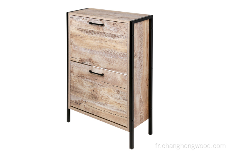 Armoire à chaussures à deux portes avec étagère en fer