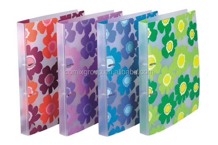 Comix A4 Plastic Translucent Folder  Inner Pocket Summer Flower  A4 2 Hole Ring Binder