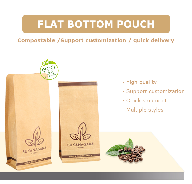 Custom Logo K Bottom Seal Compostable Ziplock Bags