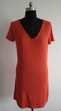 Ladies red cable knit simply silk dress sweater