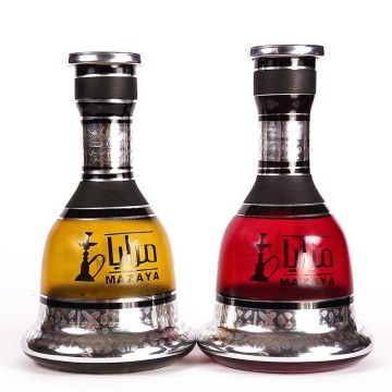 Red yellow color striped glass bottle shisha hookah base