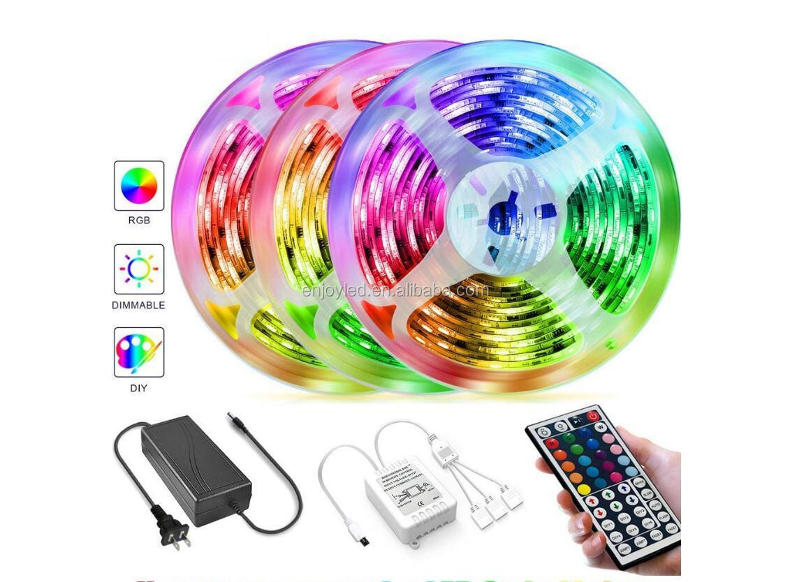 5M / 10M (2*5M) 15M 20M LED Strip light 5050SMD RGB LED light Tape Ribbon DC12V 30 LEDs/M 24/44 Keys IR Remote Controller