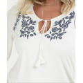 Neueste Damen Casual Bluse Designs Stickerei Bluse