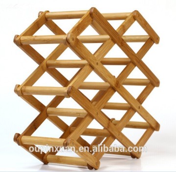 Bamboo wine rack ,foldable wine display rack