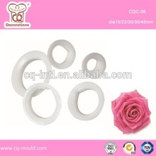 rose petals shape plastic 5pc cake cutter