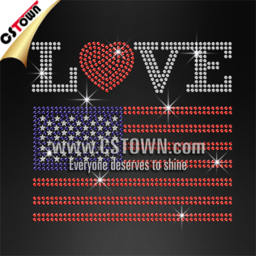 I love America iron on diamantes rhinestone supplies