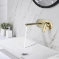 Brushed gold quadrilateral wall mounted faucet