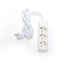 Euro Power Strip Surge Protector 3 Outlet 6ft Extension Cord White