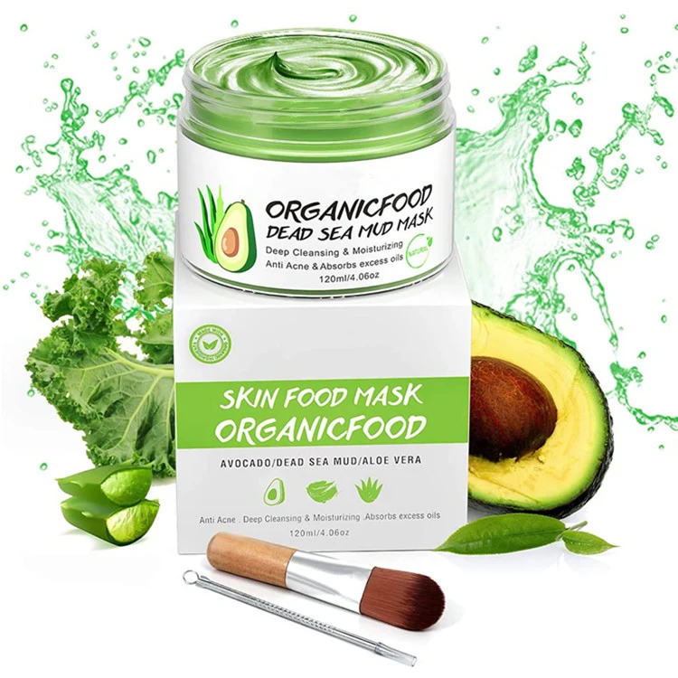 Organic Avocado Vegan Dead Sea Mud Mask Nourishing Deep Cleansing Relaxing Facial Treatment Blackhead Remover Skin Healing Clay Mask