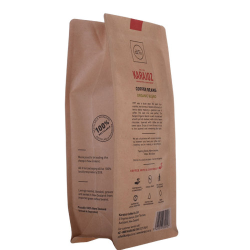 250g brun kraft mat papir flat bunn komposterbart materiale biodergradable kaffe/tepose tilpasset utskrift