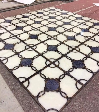 Customized composite marble waterjet floor pattern