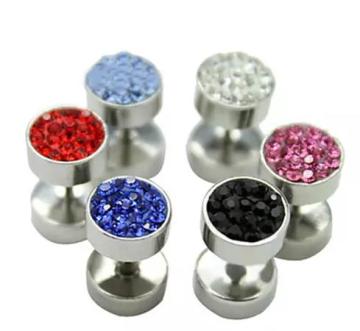 Multicolor Gem Stainless Steel Fake Ear Plug