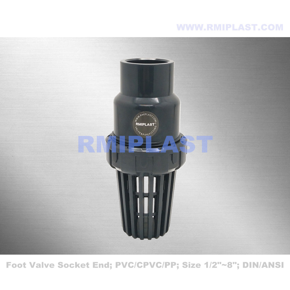 1 pulgada de plástico de plástico PVC Foot Valve Tooting End