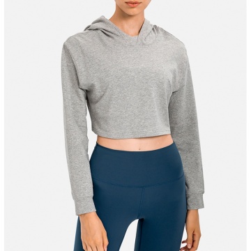 Yoga Crop Top Pullover Sweatshirt für Damen