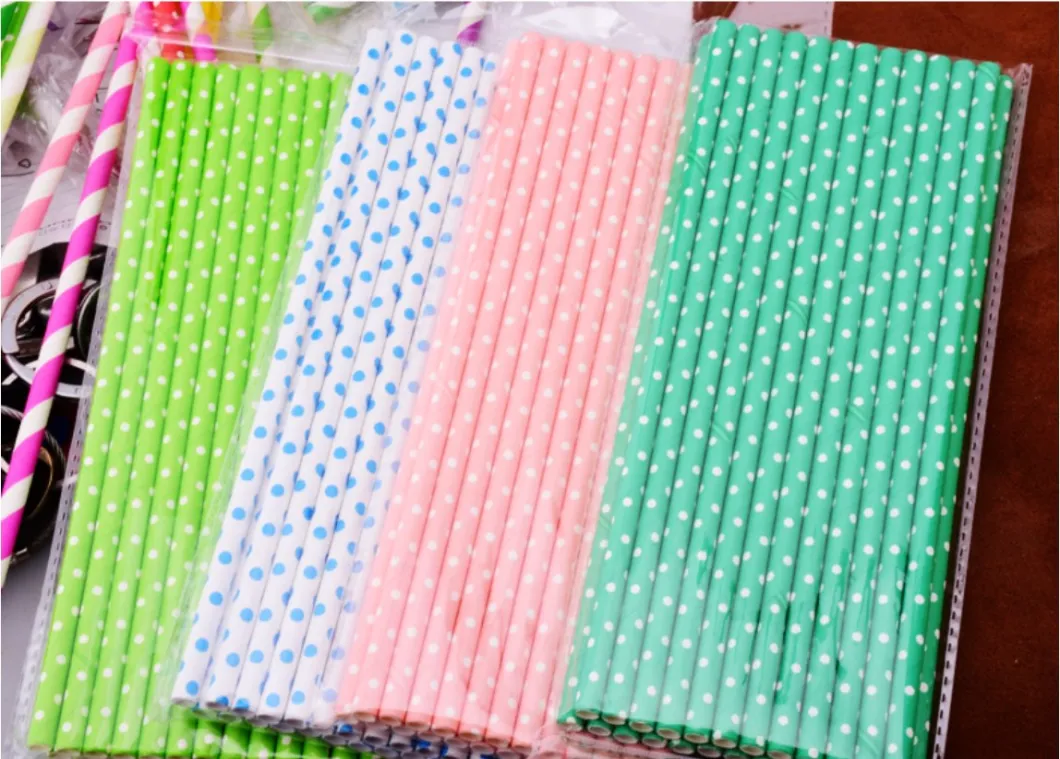 Wholesale Biodegradable Eco Friendly Strip Colors Printing Paper Straws