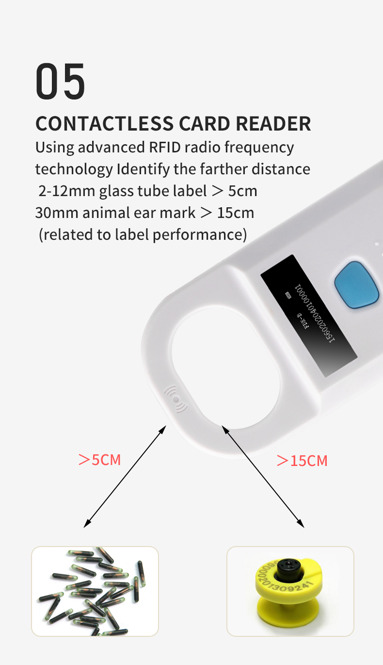 125Khz / 134.2Khz RFID animal Tag Reader Animal microchip Reader Handheld rfid Animal Reader