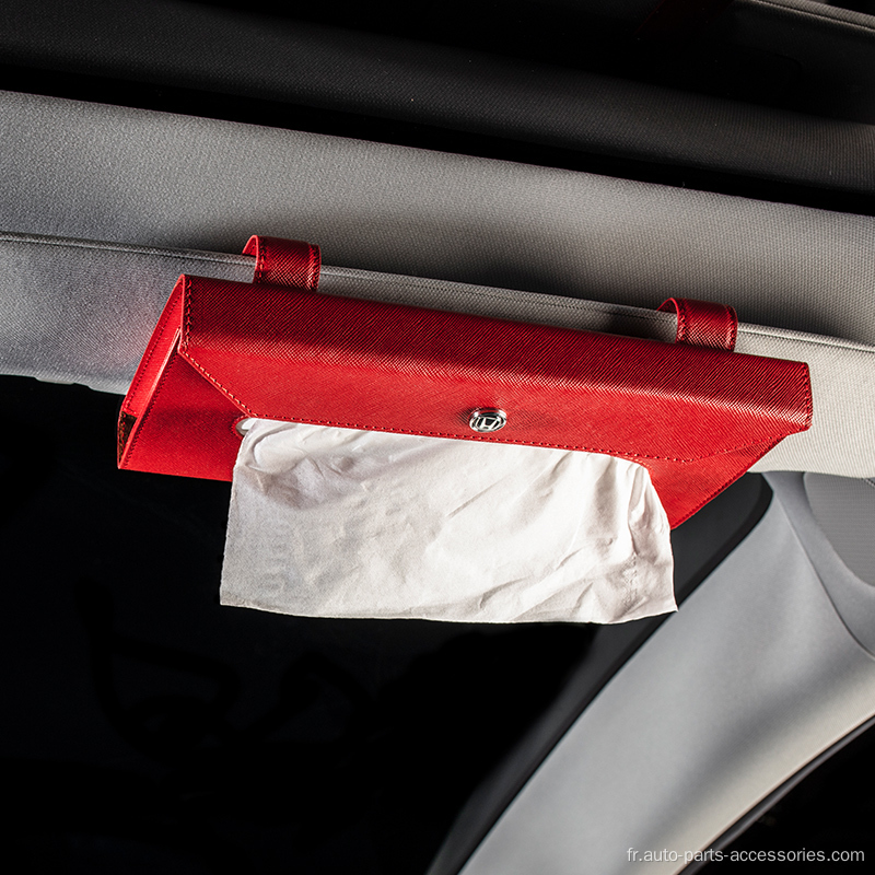 Boîte de carvins en cuir Visor de voiture porte-tissu